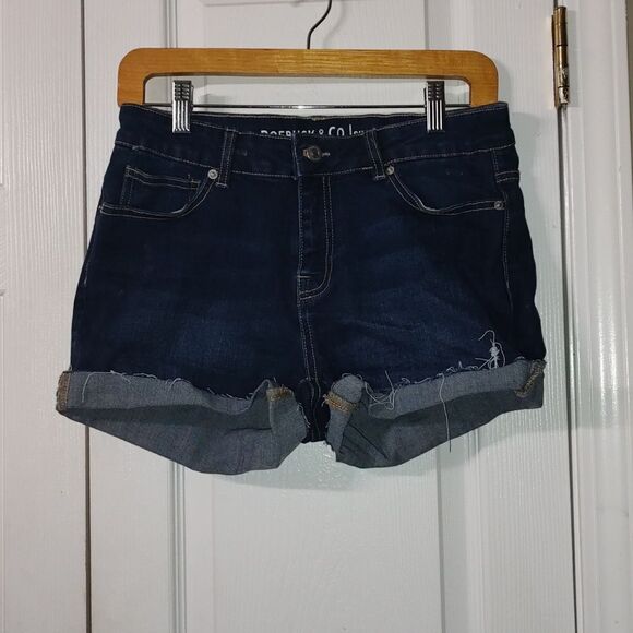 roebuck & co Pants - Roebuck & Co dark denim jean rough hem mid rise short shorts Sz 10 NWOT